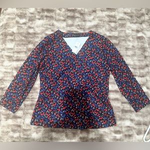 Ann Taylor wrap top blouse with 3/4 length sleeves